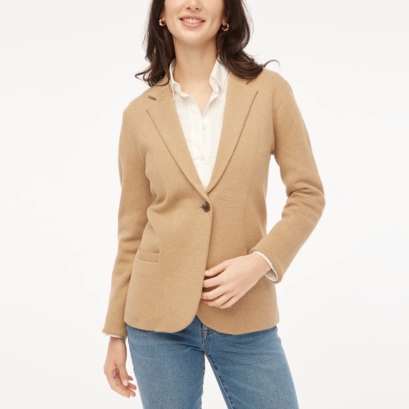 New JCREW Size PL P L Petite Schoolboy Sweater Blazer Heather Acorn $138 BF262 - Picture 2 of 5
